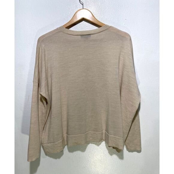 J. Crew merino wool sweater oversized neutral lagenlook boxy cropped women M - Picture 1 of 5